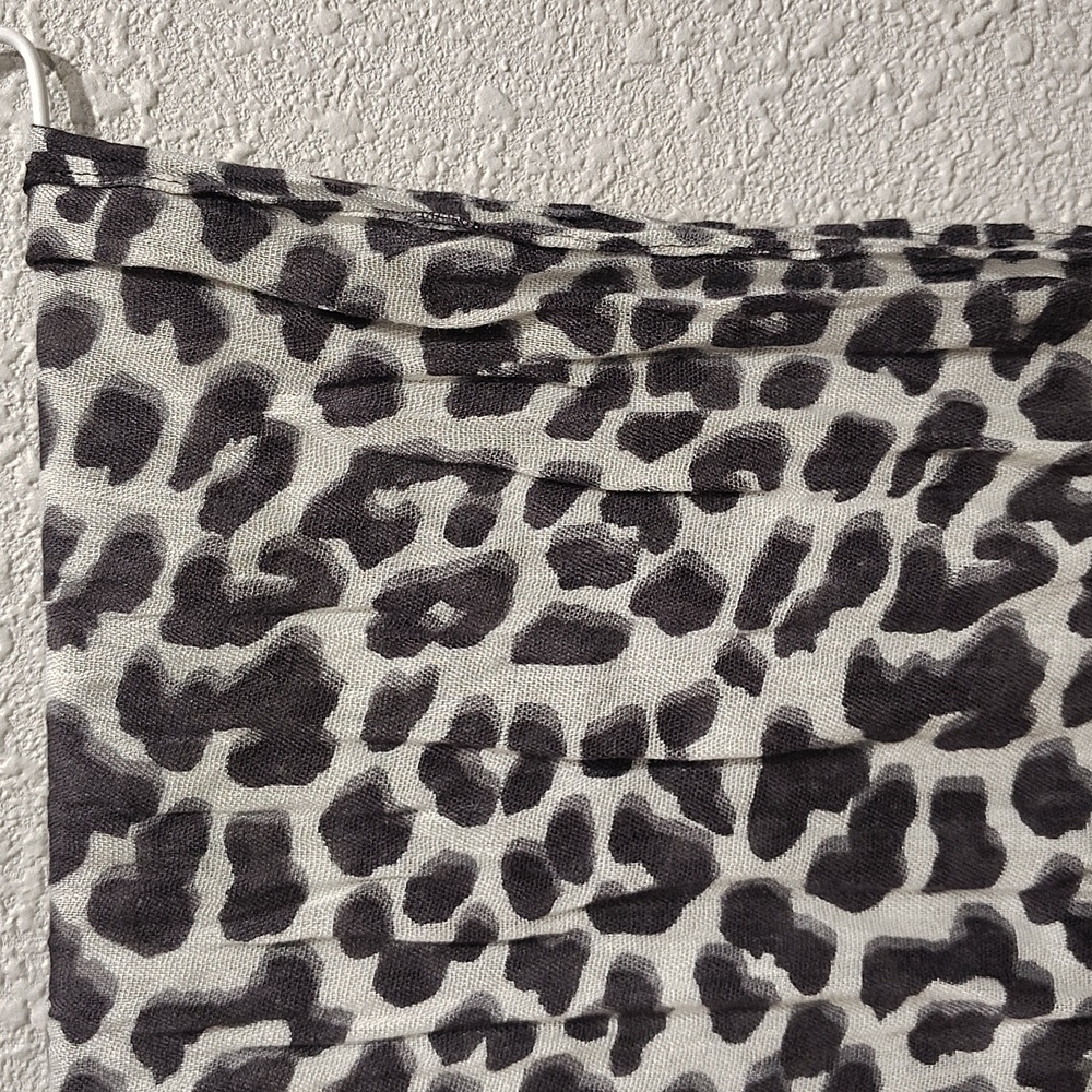 Leopard Print Infinity Scarf - Black and White, Sheer and See Through - Picture 7 of 8